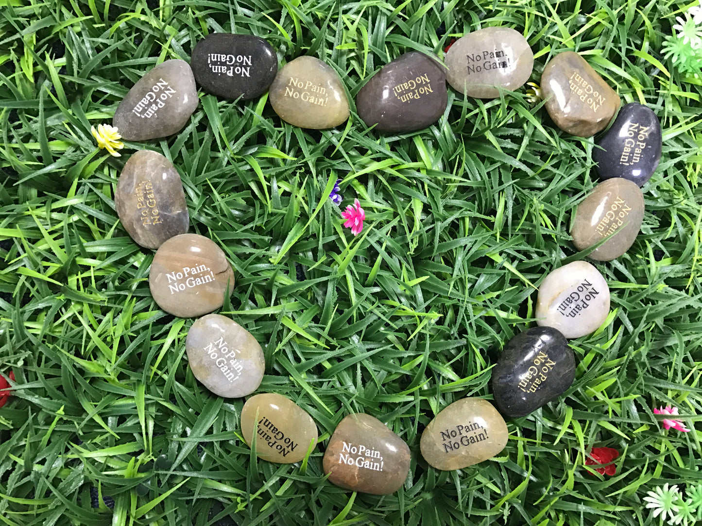 Engraved Inspirational Stones "No Pain No Gain" - Meditation & Worry Rocks - StoneStonez