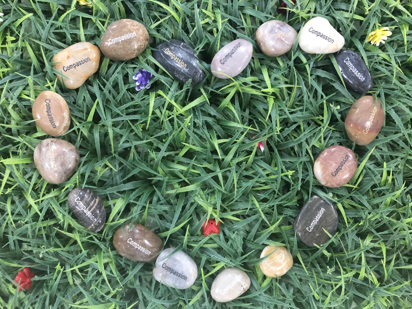 Engraved Inspirational Stones "Compassion" - Meditation & Worry Rocks - StoneStonez