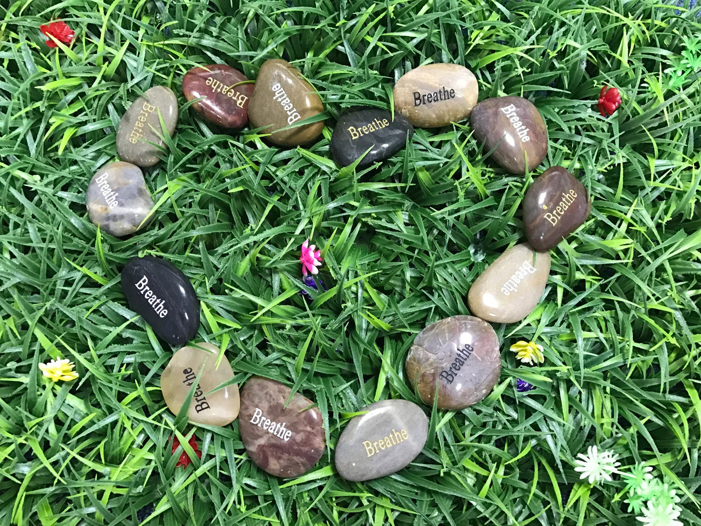 Engraved Inspirational Stones "Breathe" - Meditation & Worry Rocks - StoneStonez