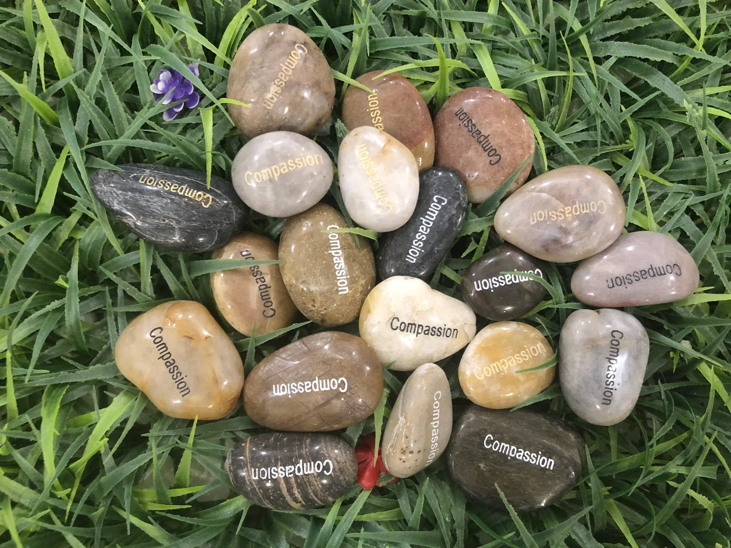 Engraved Inspirational Stones "Compassion" - Meditation & Worry Rocks - StoneStonez