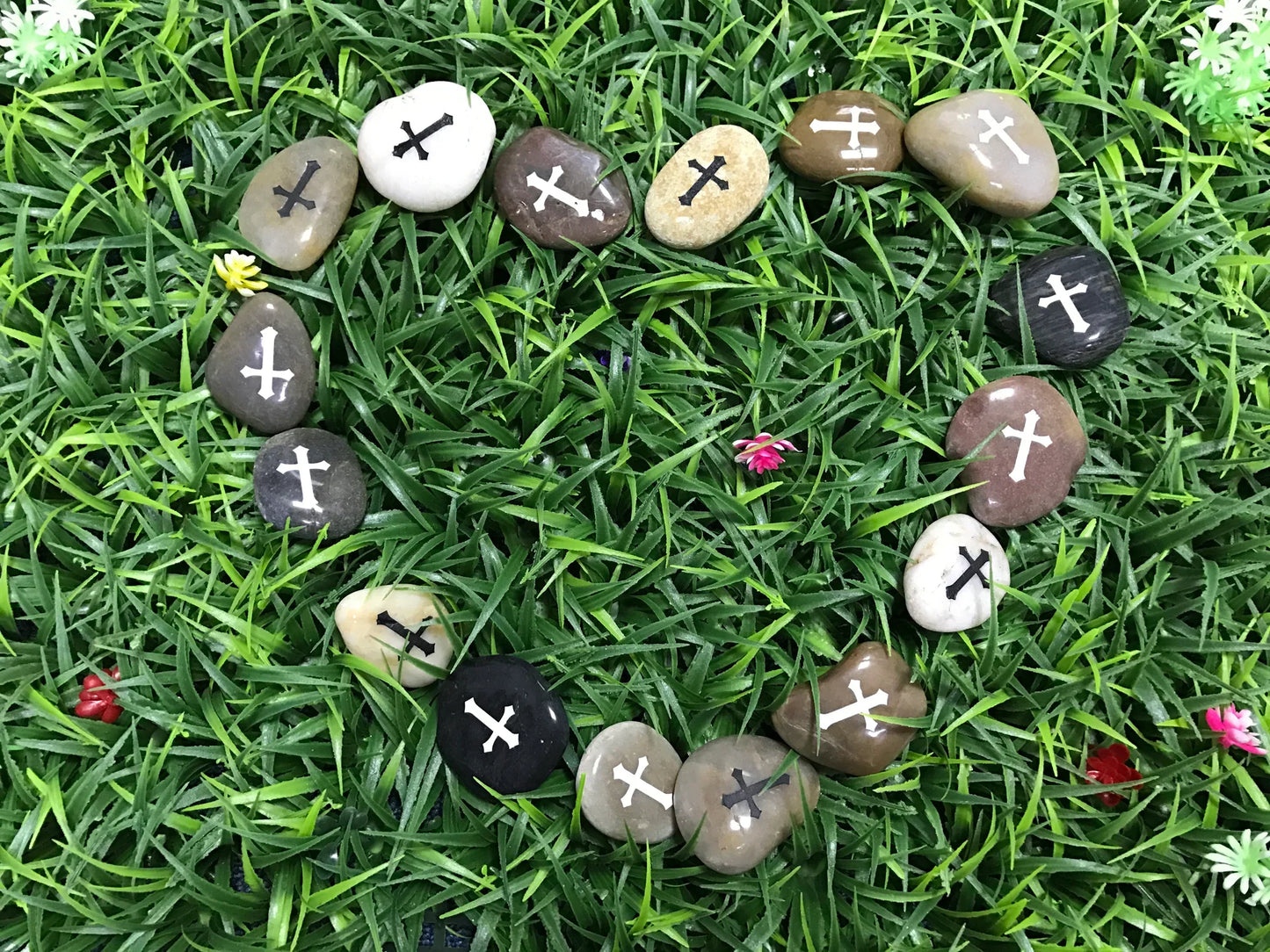 Engraved Inspirational Stones "Cross" - Meditation & Worry Rocks - StoneStonez