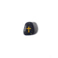 Black stone with a gold cross on a white background