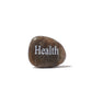 Brown stone with 'Health' engraved on a white background
