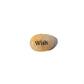 Small stone with 'Wish' engraved on a white background