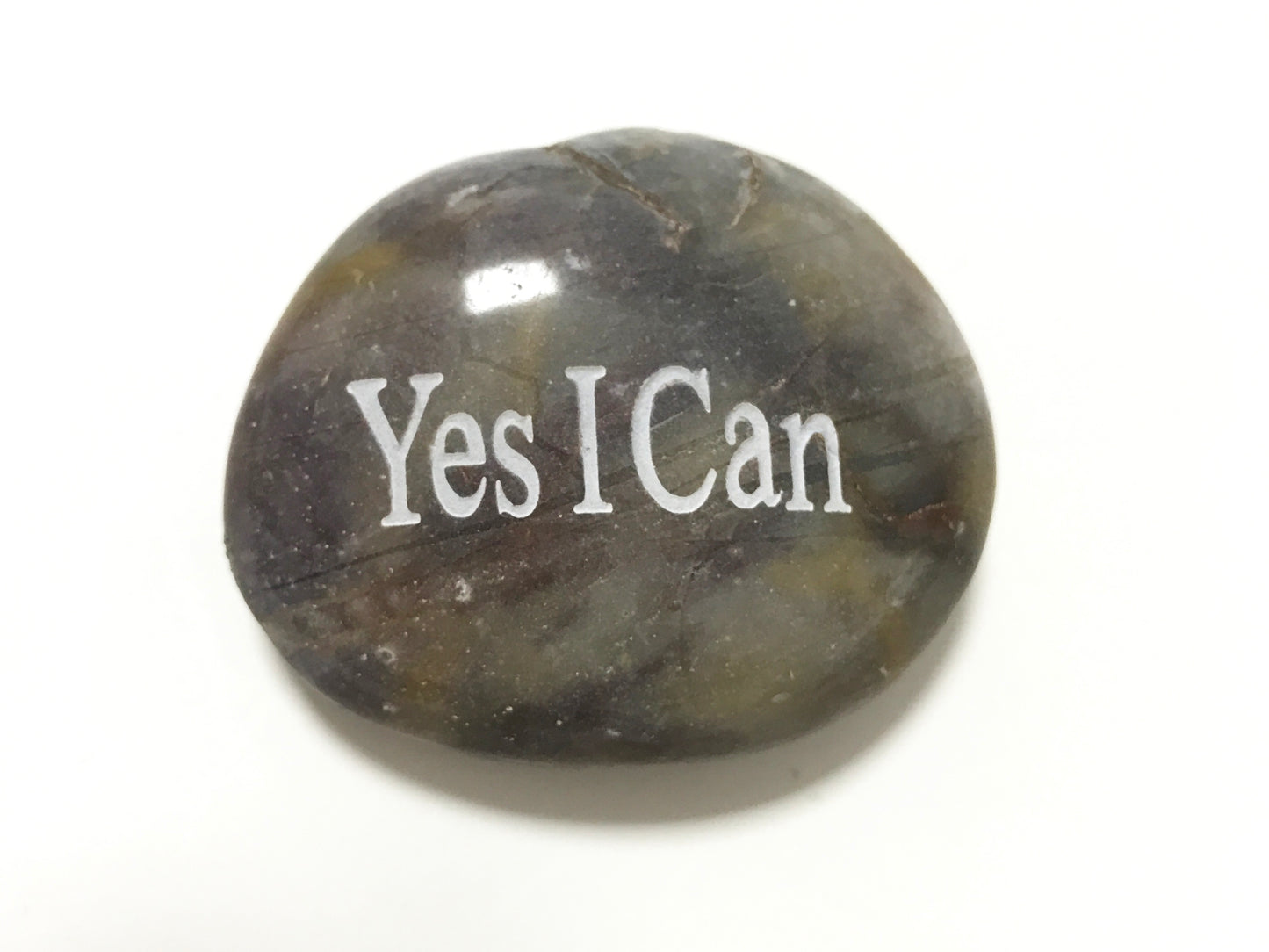 Etched Inspirational River Rock Yes I Can