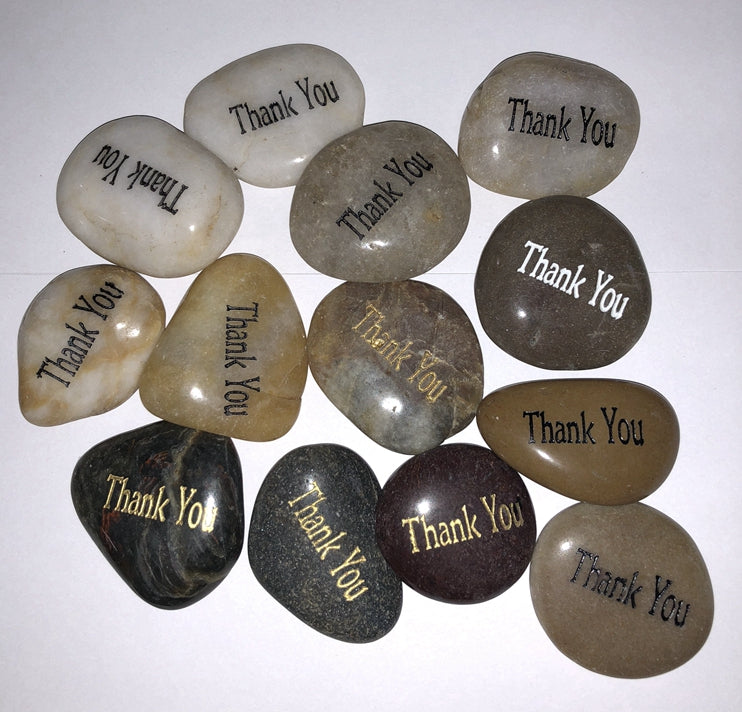 Etched Inspirational River Rock Thank You