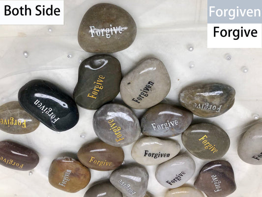 Double Side Etched Inspirational Stones with Words forgiven forgive