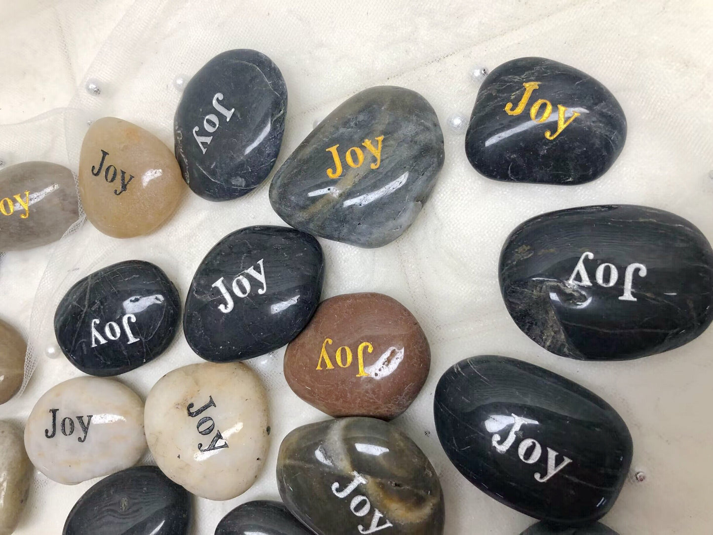 Etched Inspirational River Rock Joy
